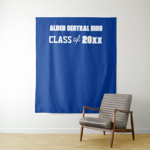 Royal Blue and White School Colours Photo Backdrop Tapestry