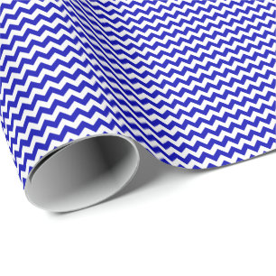 Royal Blue and White Small Chevron Wrapping Paper