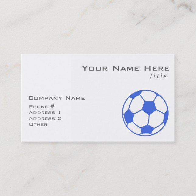 Royal Blue and White Soccer Ball Business Card (Front)