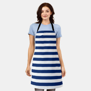 Royal Blue and White Stripes Apron
