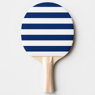 Royal Blue and White Stripes Ping Pong Paddle