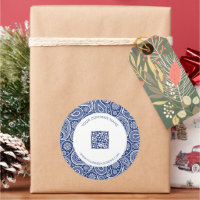 Royal Blue and white vintage paisley pattern
