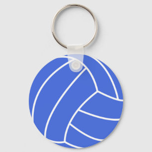 Royal Blue and White Volleyball Key Ring