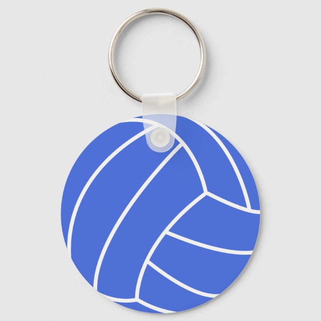 Royal Blue and White Volleyball Key Ring (Front)