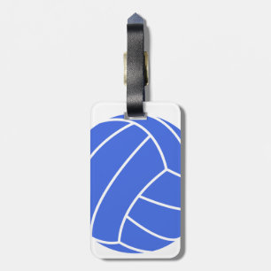 Royal Blue and White Volleyball Luggage Tag