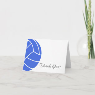 Royal Blue and White Volleyball Thank You Card