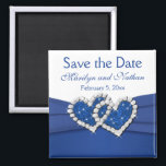Royal Blue and White Wedding Favour Magnet<br><div class="desc">This save the date magnet matches the invitation and other items shown below. The text is customisable so you can change it to say "Thank You" and give it out as a wedding favour if you want to. If you require any other matching items in this design, please email me...</div>
