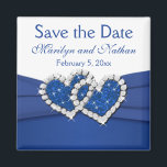 Royal Blue and White Wedding Favour Magnet<br><div class="desc">This save the date magnet matches the invitation and other items shown below. The text is customisable so you can change it to say "Thank You" and give it out as a wedding favour if you want to. If you require any other matching items in this design, please email me...</div>