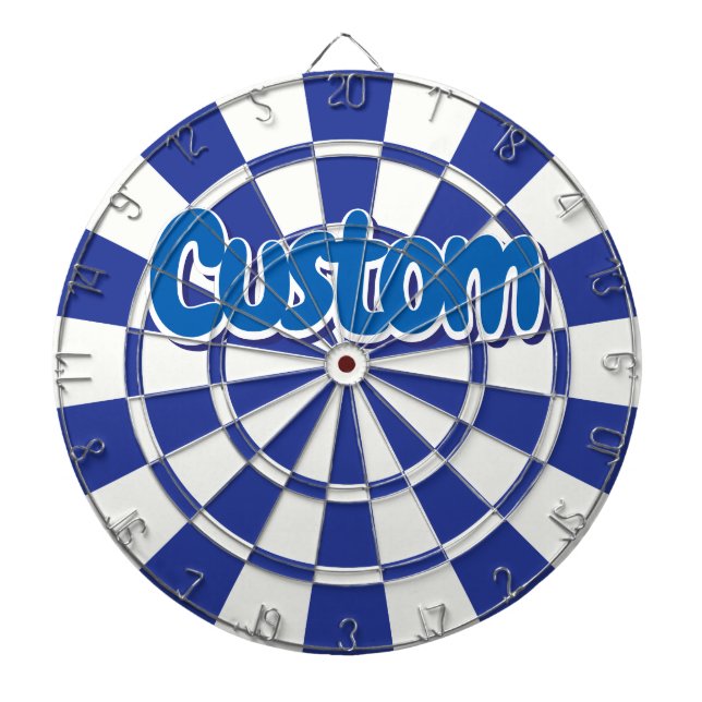 Royal Blue And White With Blue Custom Text Dartboard (Front)