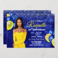 Royal Blue and Yellow Birthday Invitation
