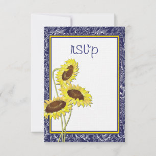 Royal Blue and Yellow Sunflowers Collection RSVP Card