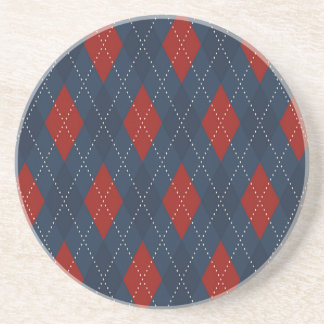 Royal Blue Argyle Christmas Pattern Coaster