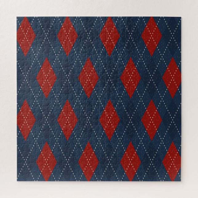 Royal Blue Argyle Christmas Pattern Jigsaw Puzzle (Vertical)
