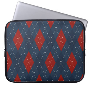 Royal Blue Argyle Christmas Pattern Laptop Sleeve