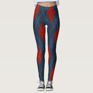 Royal Blue Argyle Christmas Pattern Leggings