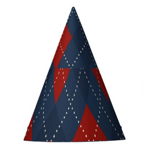 Royal Blue Argyle Christmas Pattern Party Hat