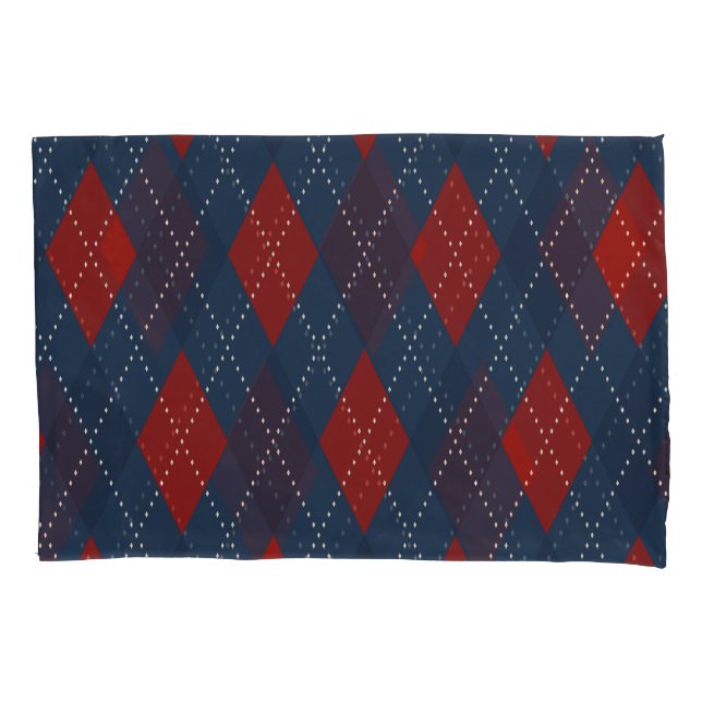 Royal Blue Argyle Christmas Pattern Pillowcase (Front)