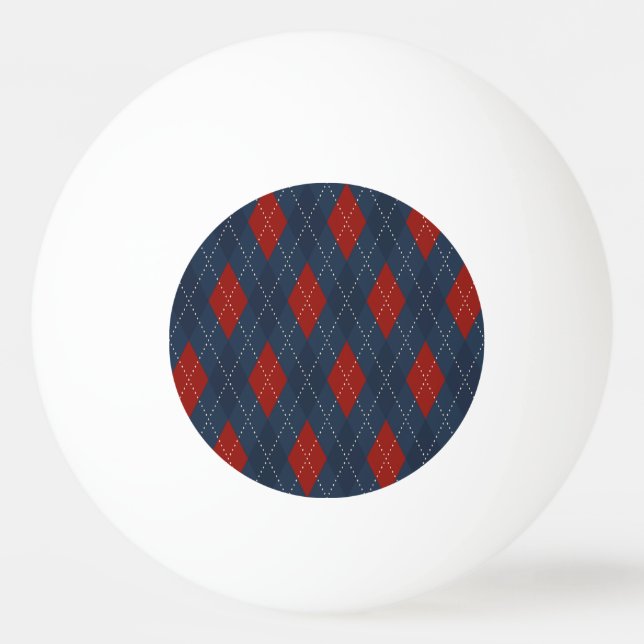 Royal Blue Argyle Christmas Pattern Ping Pong Ball (Front)