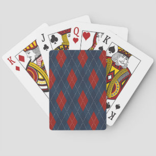 Royal Blue Argyle Christmas Pattern Playing Cards