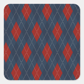 Royal Blue Argyle Christmas Pattern Square Sticker