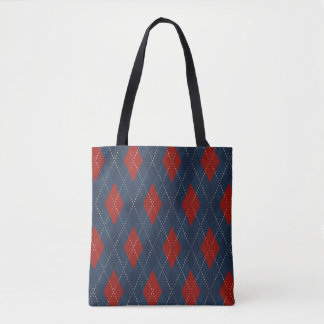 Royal Blue Argyle Christmas Pattern Tote Bag