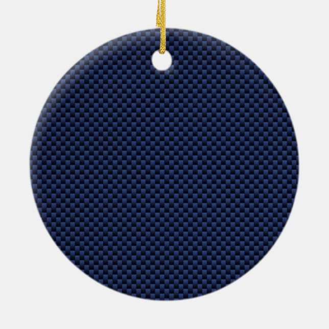 Royal Blue Automotive Carbon Fibre Decor Print Ceramic Tree Decoration (Back)