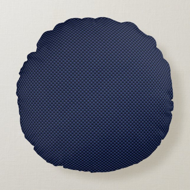 Royal Blue Automotive Carbon Fibre Decor Print Round Cushion (Front)