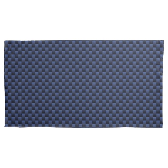 Royal Blue Automotive Carbon Fibre Weave Print Pillowcase (Front-Left)