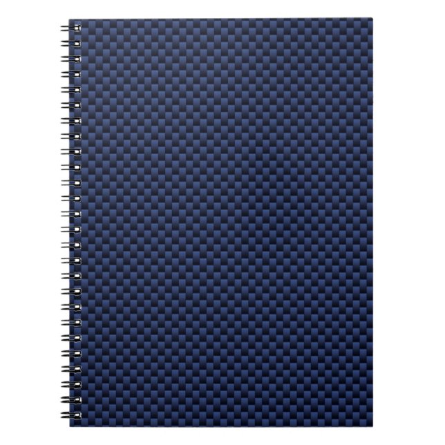 Royal Blue Automotive Carbon Fibre Weave Print Spiral Notebook (Front)