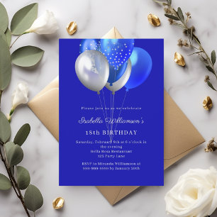 Royal blue balloons birthday invitation