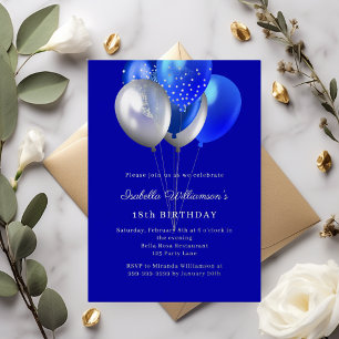 Royal blue balloons birthday silver