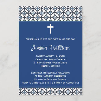 Royal Blue Baptism Christening Invitation