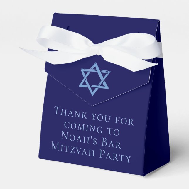 Royal Blue Bar Mitzvah Party Star of David Favour Box (Front Side)