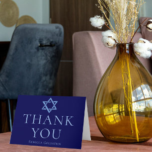 Royal Blue Bar Mitzvah Star of David Custom Thank You Card