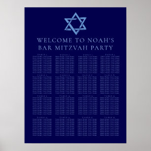 Royal Blue Bar Mitzvah Star of David Seating Chart