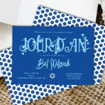Royal Blue Bat Mitzvah Floral, Polka Dots Invitation<br><div class="desc">This botanical blue bat mitzvah invitation is even more attractive with fun polka dots on back. The beautiful light blue typography has wild flowers that you can move and resize with your lettering to make this even more uniquely beautiful! Botanical artwork can be colour changed along with your text. Easily...</div>
