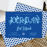 Royal Blue Bat Mitzvah Floral, Polka Dots