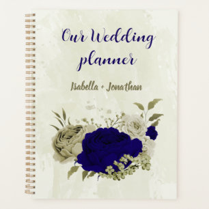 Royal blue beige floral wedding planner