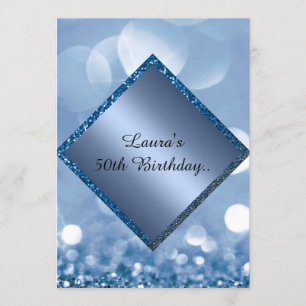 Royal blue birthday online custom elegant birthday invitation