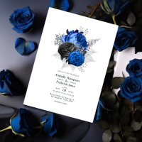Royal Blue, Black and Silver Floral Wedding