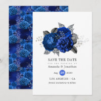 Royal Blue, Black and Silver Floral Wedding