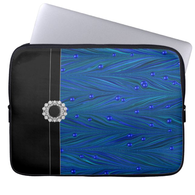 Royal Blue Black Laptop Sleeve (Front)