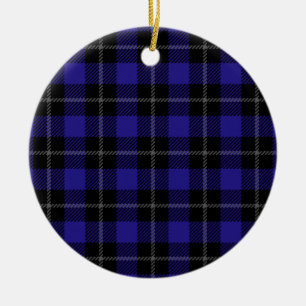 Royal Blue Black Plaid Ceramic Tree Decoration