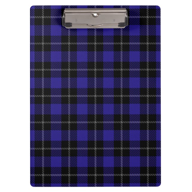 Royal Blue Black Plaid Clipboard (Front)