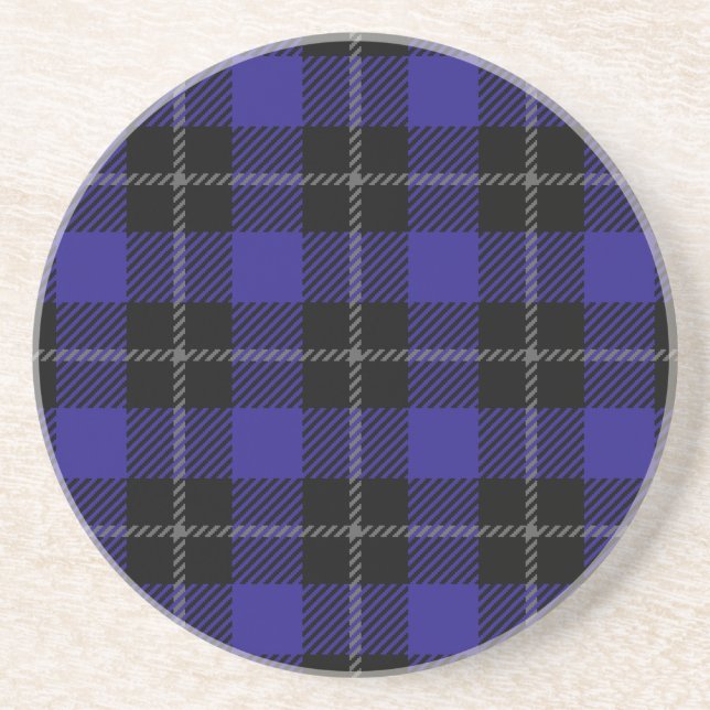 Royal Blue Black Plaid Coaster (Front)