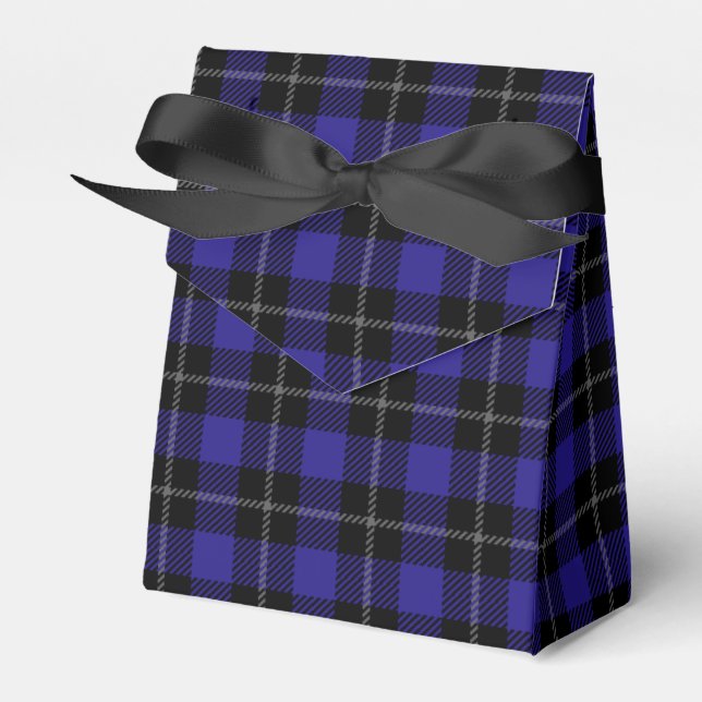 Royal Blue Black Plaid Favour Box (Front Side)