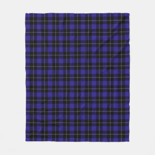 Royal Blue Black Plaid Fleece Blanket