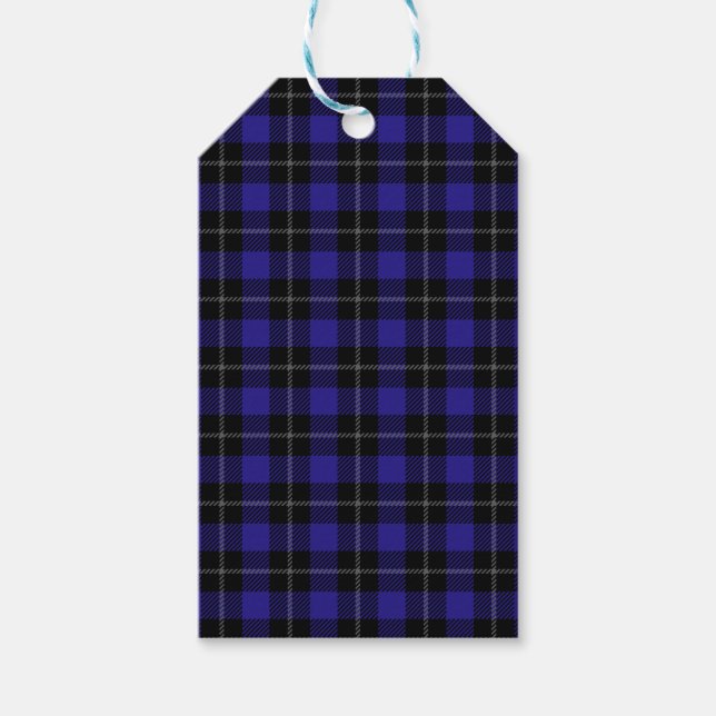Royal Blue Black Plaid Gift Tags (Front)
