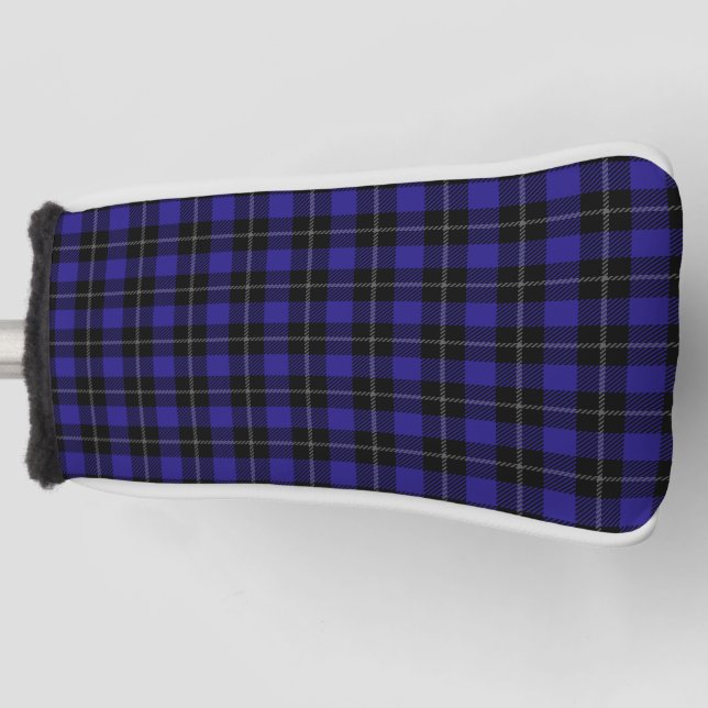 Royal Blue Black Plaid Golf Head Cover (Front)