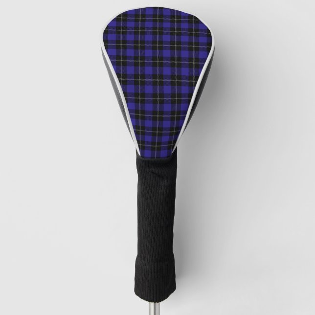 Royal Blue Black Plaid Golf Head Cover (Front)